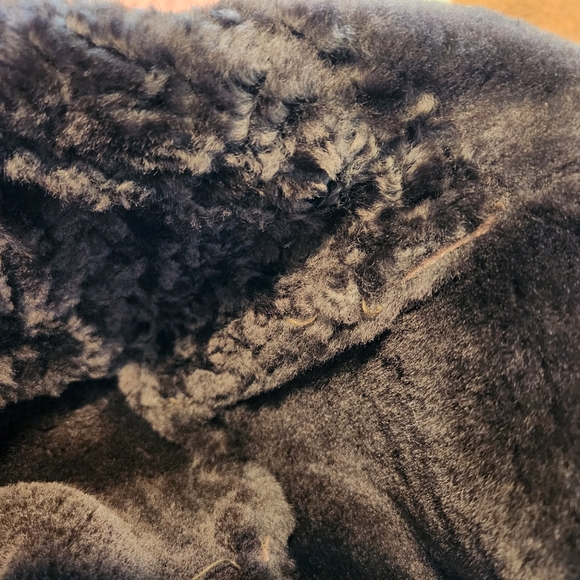 SAWYER OF NAPA VINTAGE BROWN LEATHER WOOL SHEARLING COAT JACKET SIZE 4 SIZE 6 - Picture 13 of 15